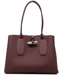 Longchamp sac porté épaule Roseau en cuir grainé