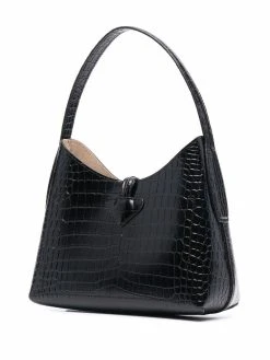 Longchamp sac porté épaule Roseau à effet peau de crocodile