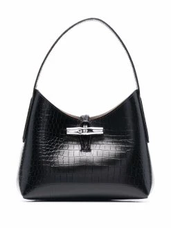 Longchamp sac porté épaule Roseau à effet peau de crocodile