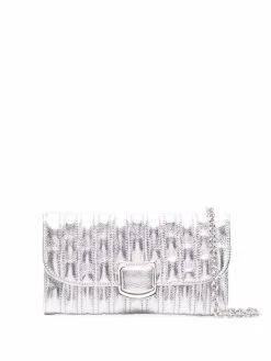 Longchamp portefeuille en cuir Brioche à bride en chaîne