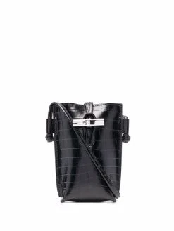 Longchamp étui pour smartphone Roseau Croco en cuir